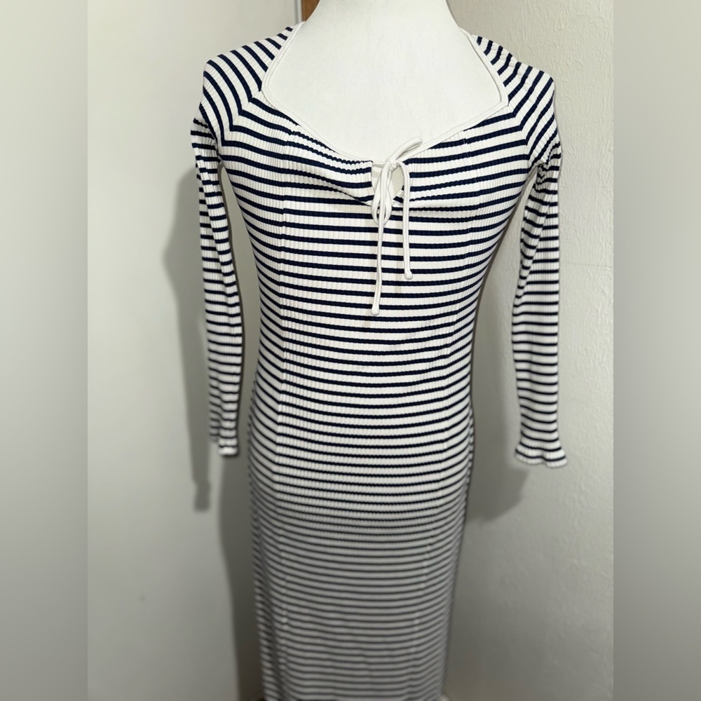 aerie Navy and White Striped Maxi Dress - Picture 3 of 11